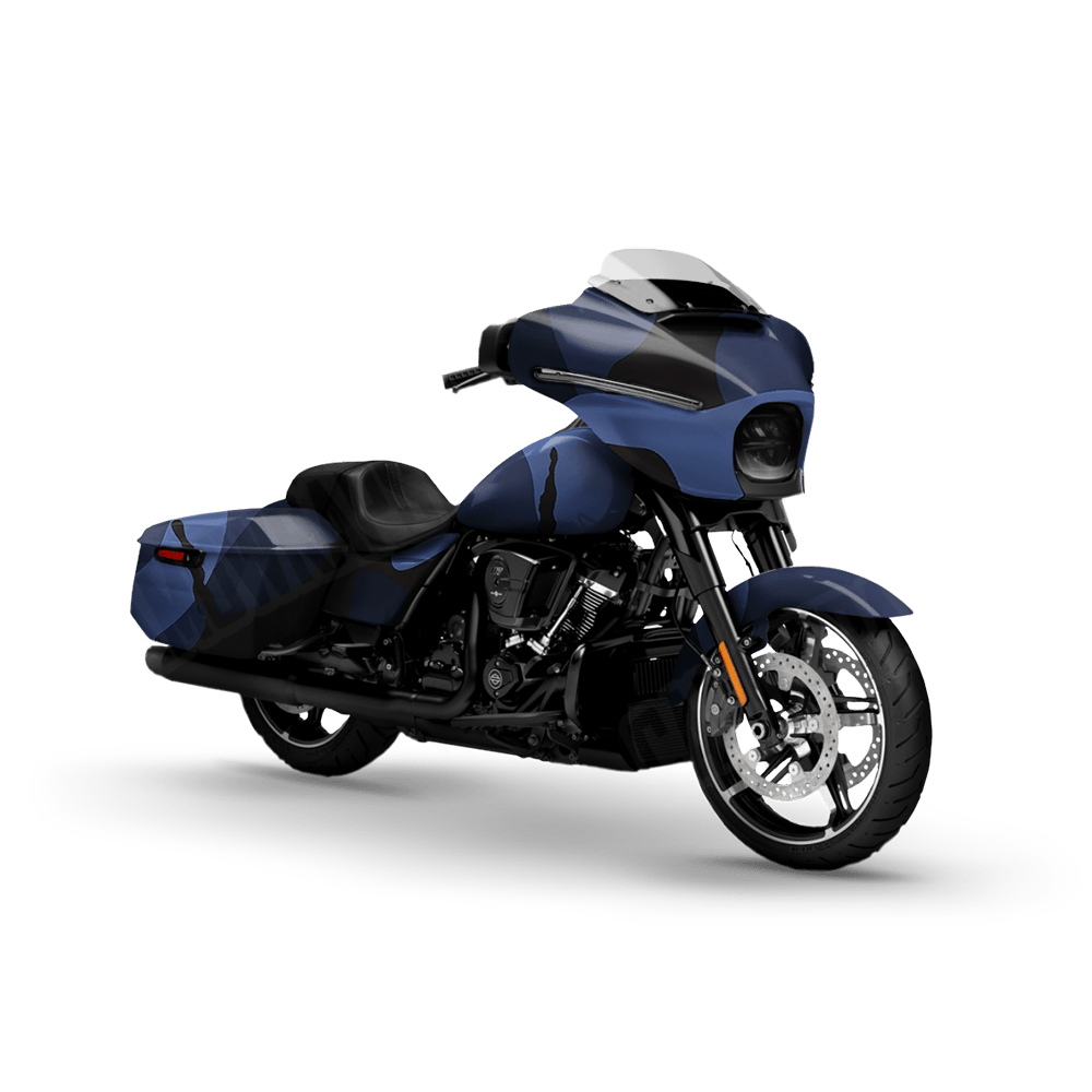 Jumbo Ragged Blue Midnight Motorcycle Camo Vinyl Wrap