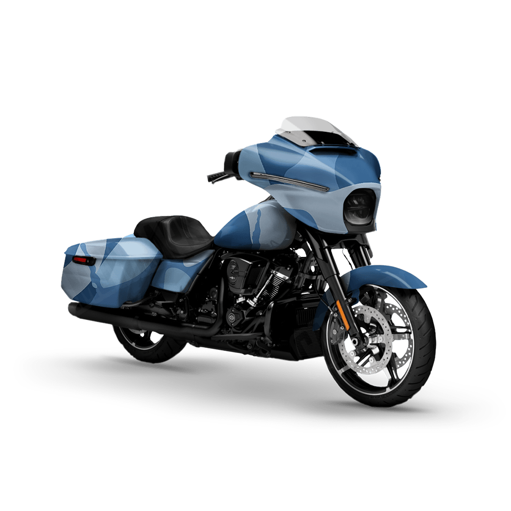 Jumbo Ragged Cool Blue Motorcycle Camo Vinyl Wrap
