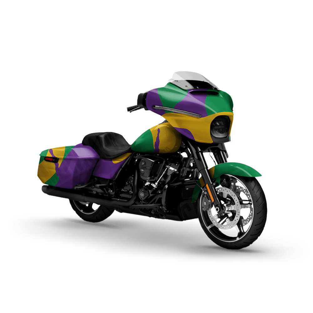 Jumbo Ragged Mardi Gras Motorcycle Camo Vinyl Wrap