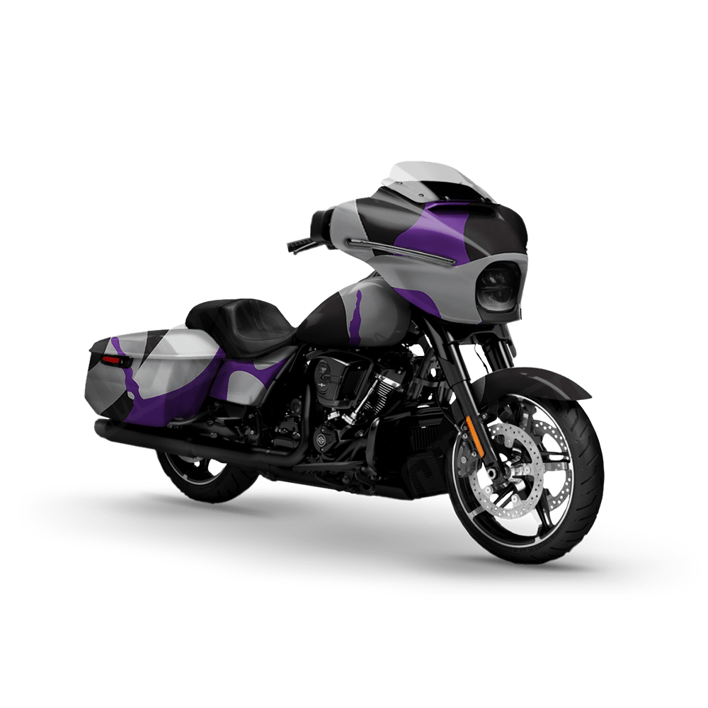 Jumbo Ragged Purple Tiger Motorcycle Camo Vinyl Wrap