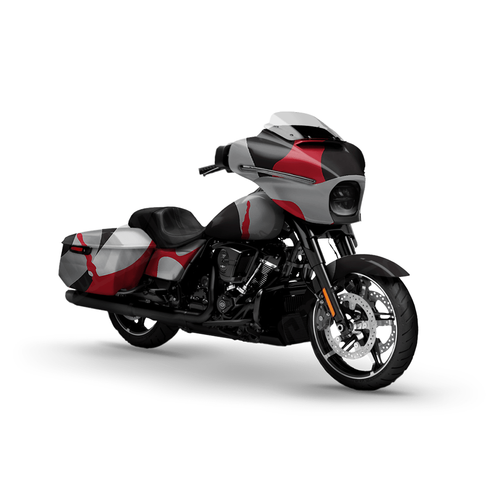 Jumbo Ragged Red Tiger Motorcycle Camo Vinyl Wrap