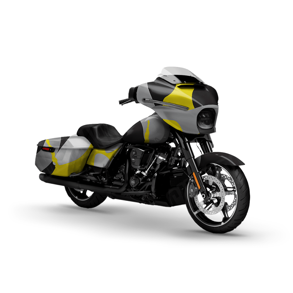 Jumbo Ragged Yellow Tiger Motorcycle Camo Vinyl Wrap