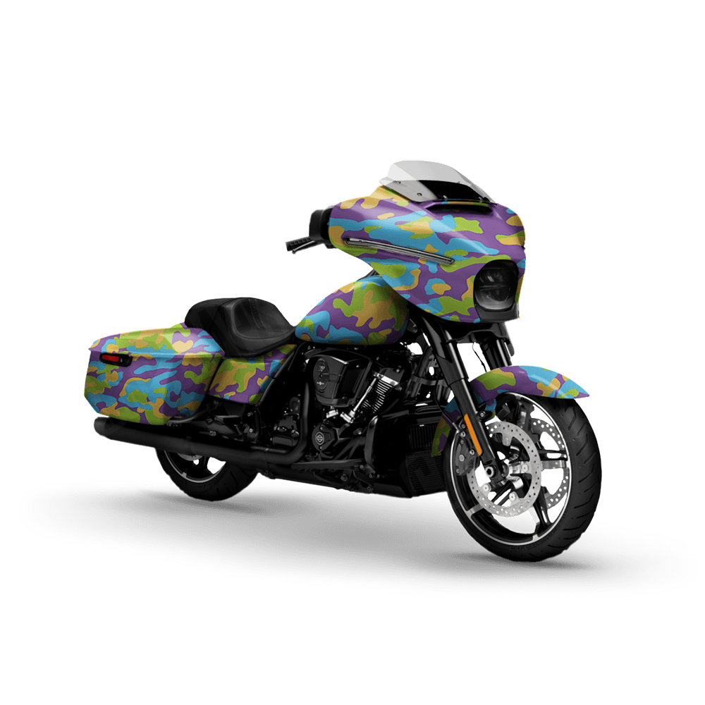 Large Classic Carnival Motorcycle Camo Vinyl Wrap