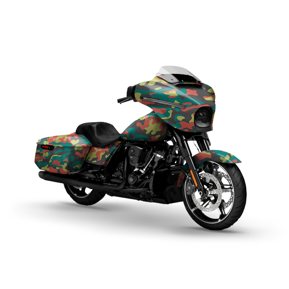 Large Classic Fiesta Motorcycle Camo Vinyl Wrap