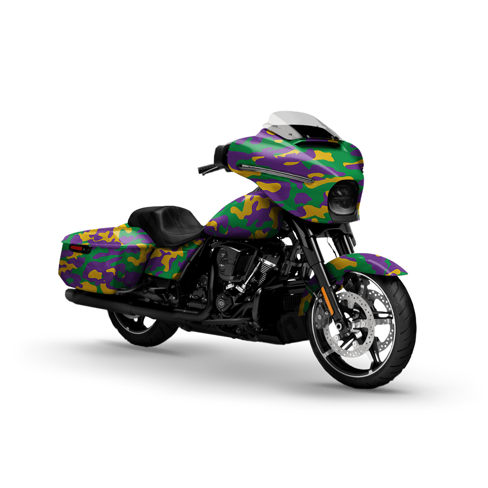 Large Classic Mardi Gras Motorcycle Camo Vinyl Wrap