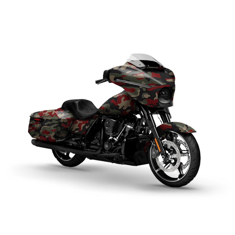 Large Classic Militant Red Motorcycle Camo Vinyl Wrap