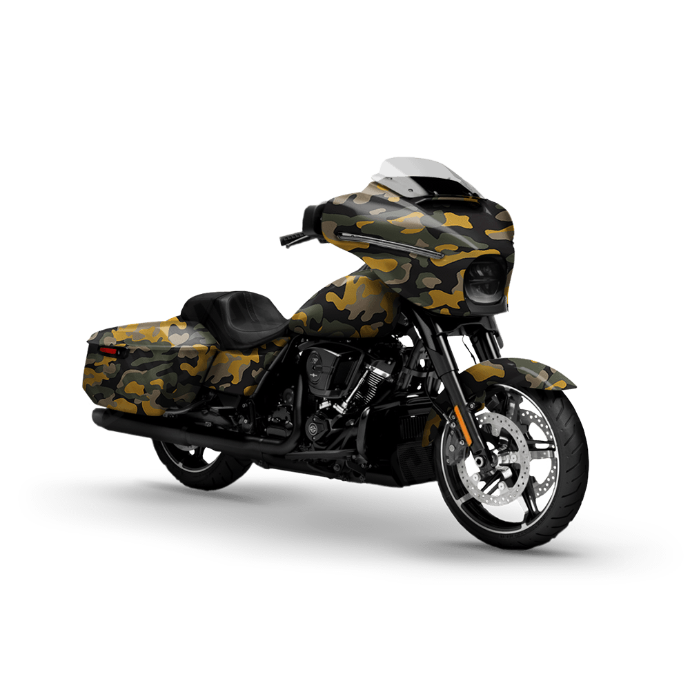 Large Classic Militant Yellow Motorcycle Camo Vinyl Wrap