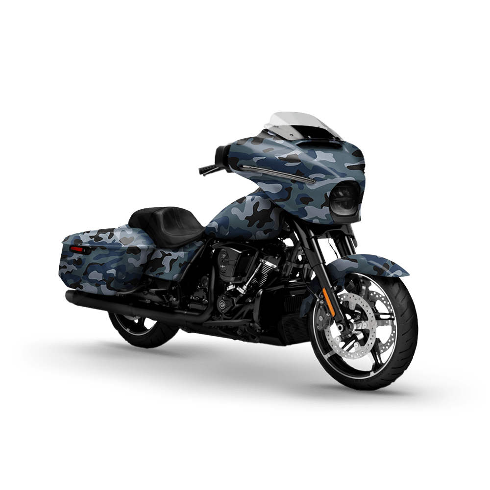 Large Classic Navy Motorcycle Camo Vinyl Wrap