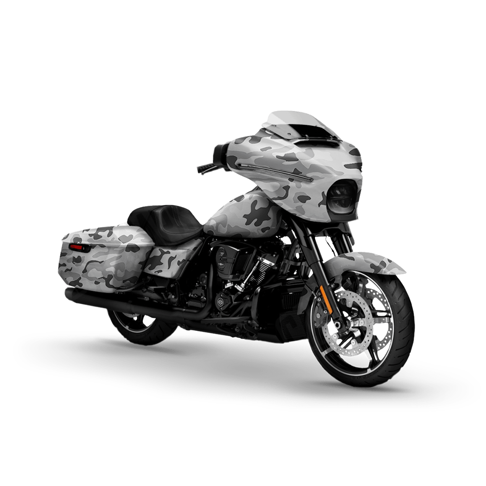 Large Classic Snow Motorcycle Camo Vinyl Wrap