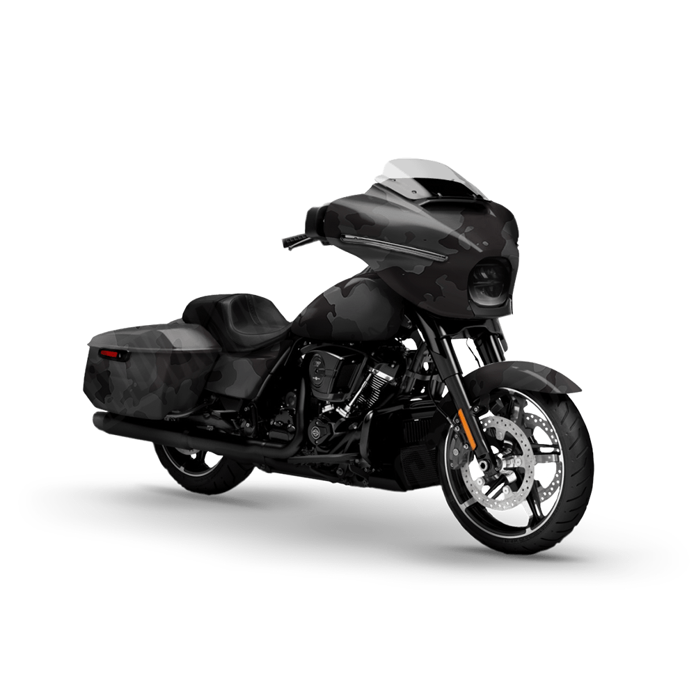 Large Cumulus Elite Black Motorcycle Camo Vinyl Wrap