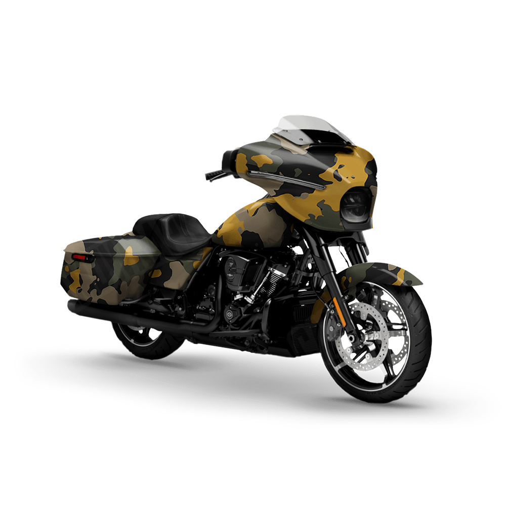 Large Cumulus Militant Yellow Motorcycle Camo Vinyl Wrap