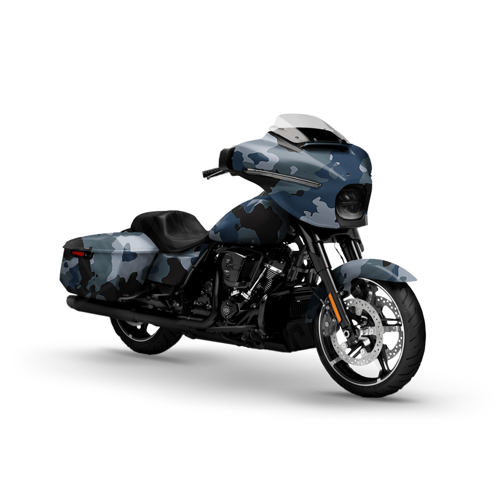 Large Cumulus Navy Motorcycle Camo Vinyl Wrap