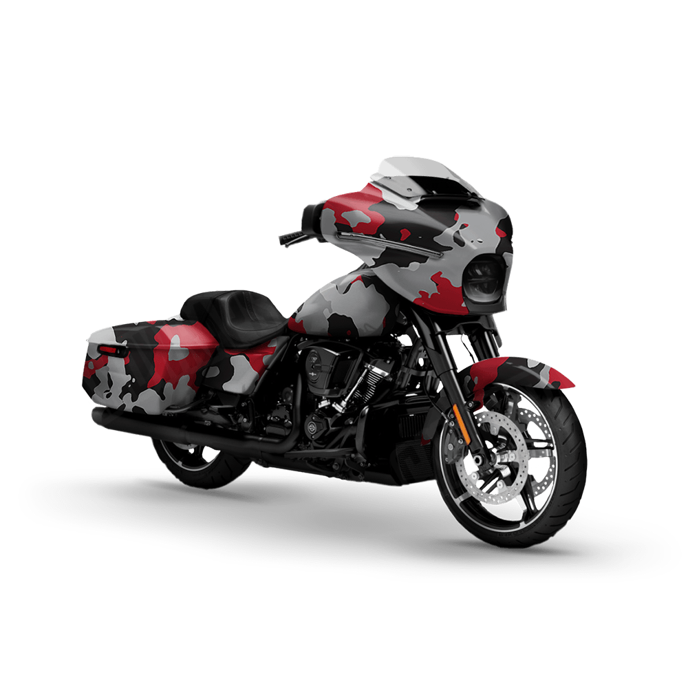 Large Cumulus Red Tiger Motorcycle Camo Vinyl Wrap