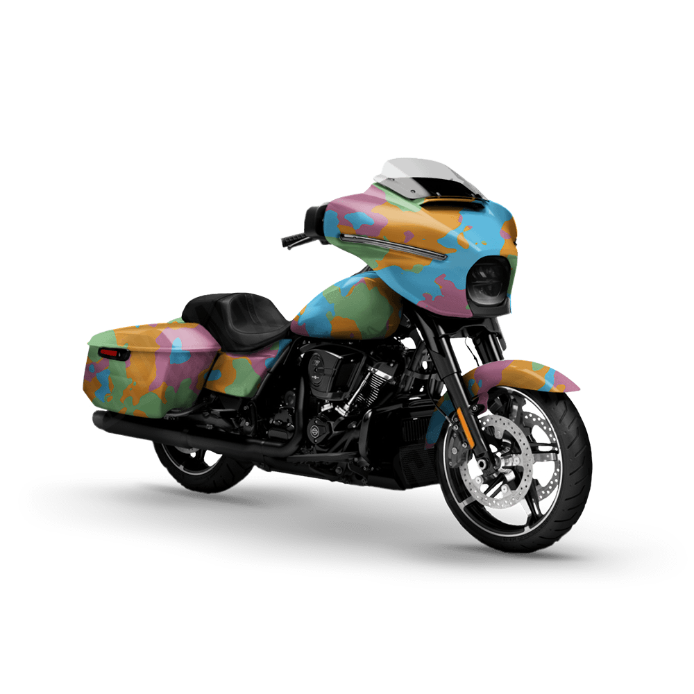 Large Cumulus Sherbert Motorcycle Camo Vinyl Wrap