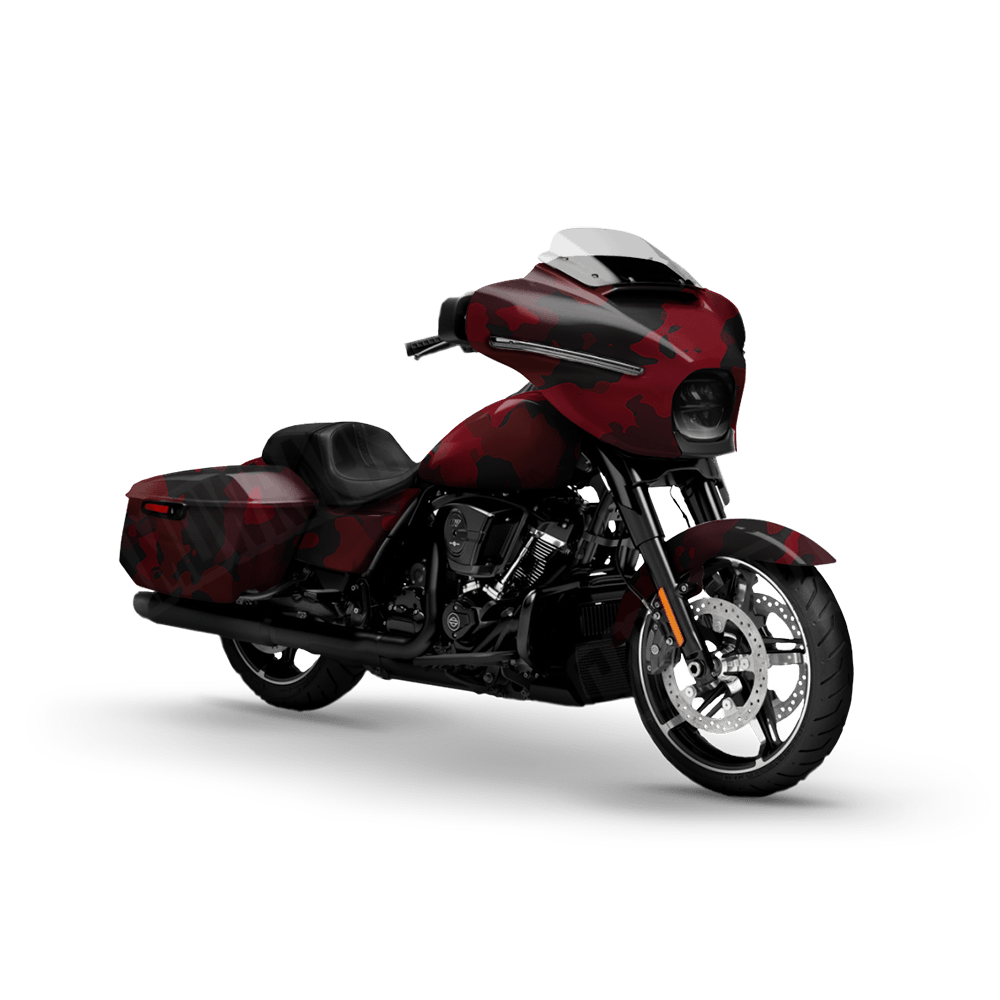 Large Cumulus Vampire Red Motorcycle Camo Vinyl Wrap