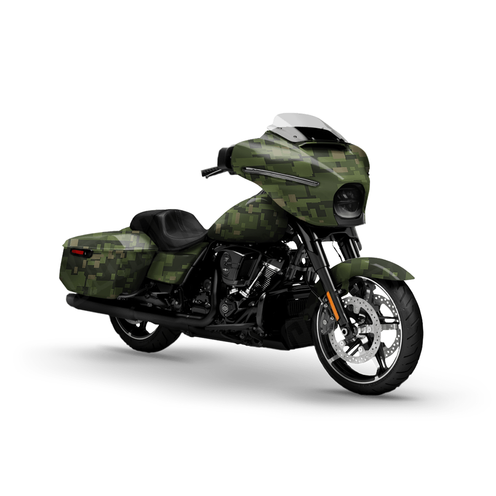 Large Digital Army Green Motorcycle Camo Vinyl Wrap