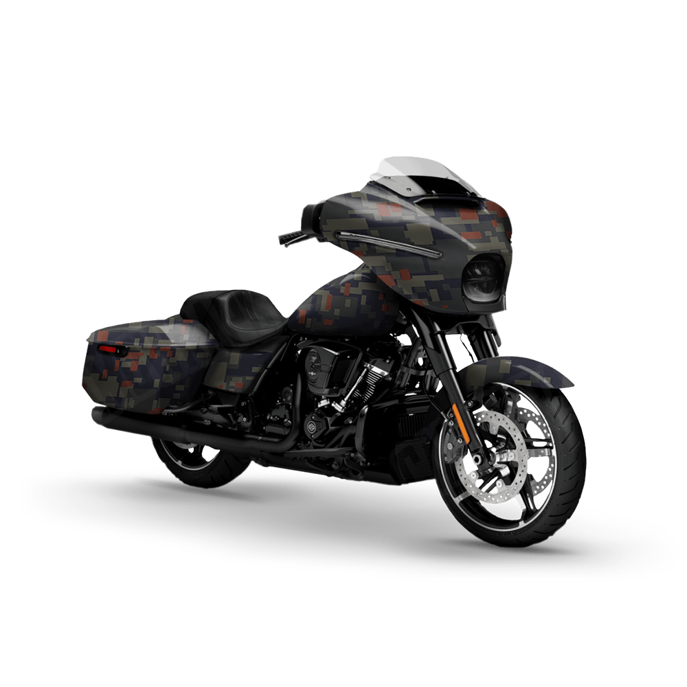 Large Digital Blue Copper Motorcycle Camo Vinyl Wrap