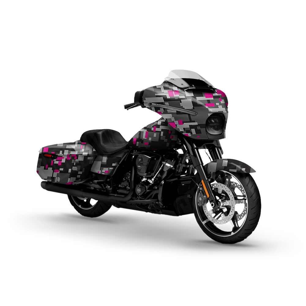 Large Digital Urban Magenta Motorcycle Camo Vinyl Wrap