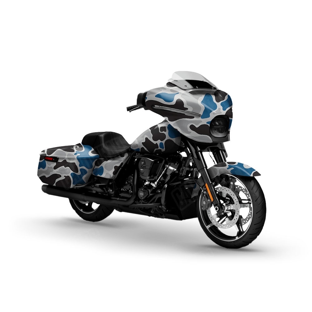 Old School Duck Blue Tiger Motorcycle Wraps