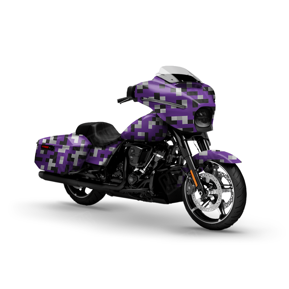 Pixel Purple Tiger Motorcycle Wraps