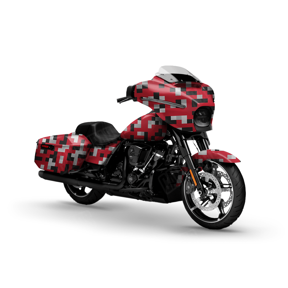 Pixel Red Tiger Motorcycle Wraps