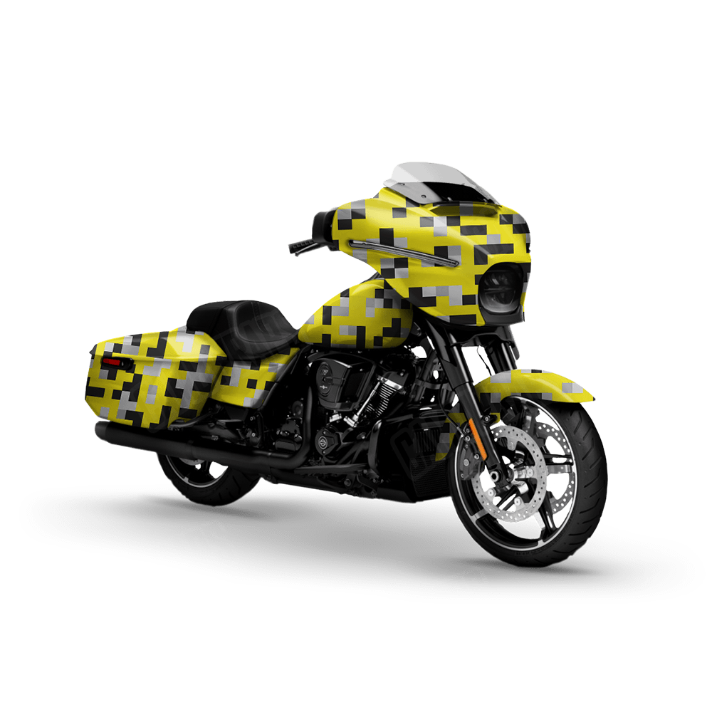 Pixel Yellow Tiger Motorcycle Wraps