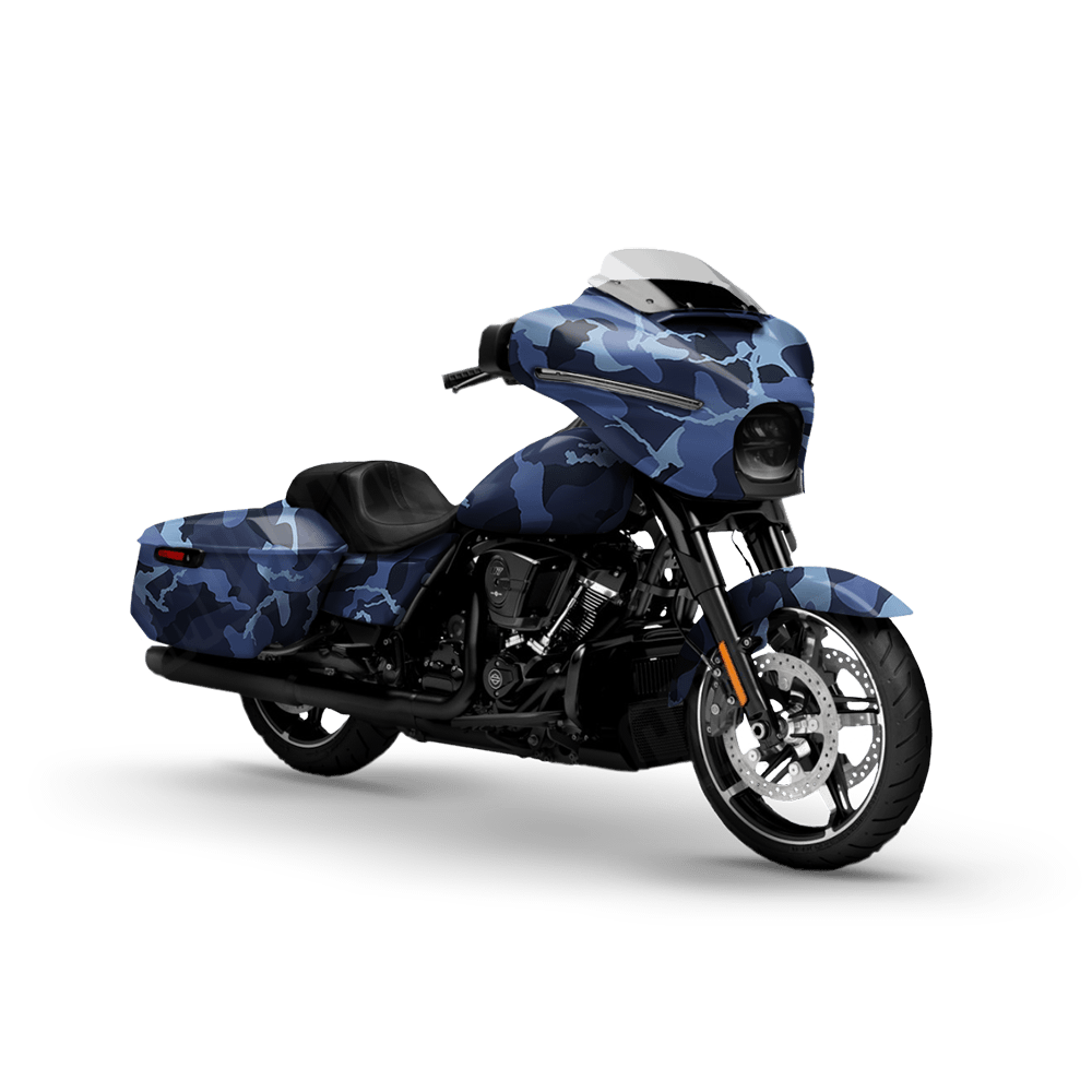 Large Ragged Blue Urban Night Motorcycle Camo Vinyl Wrap