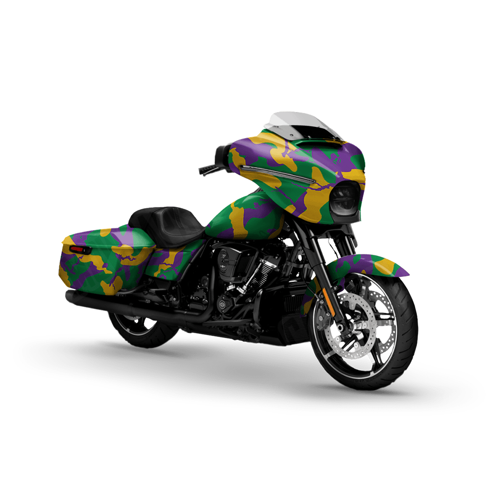 Large Ragged Mardi Gras Motorcycle Camo Vinyl Wrap