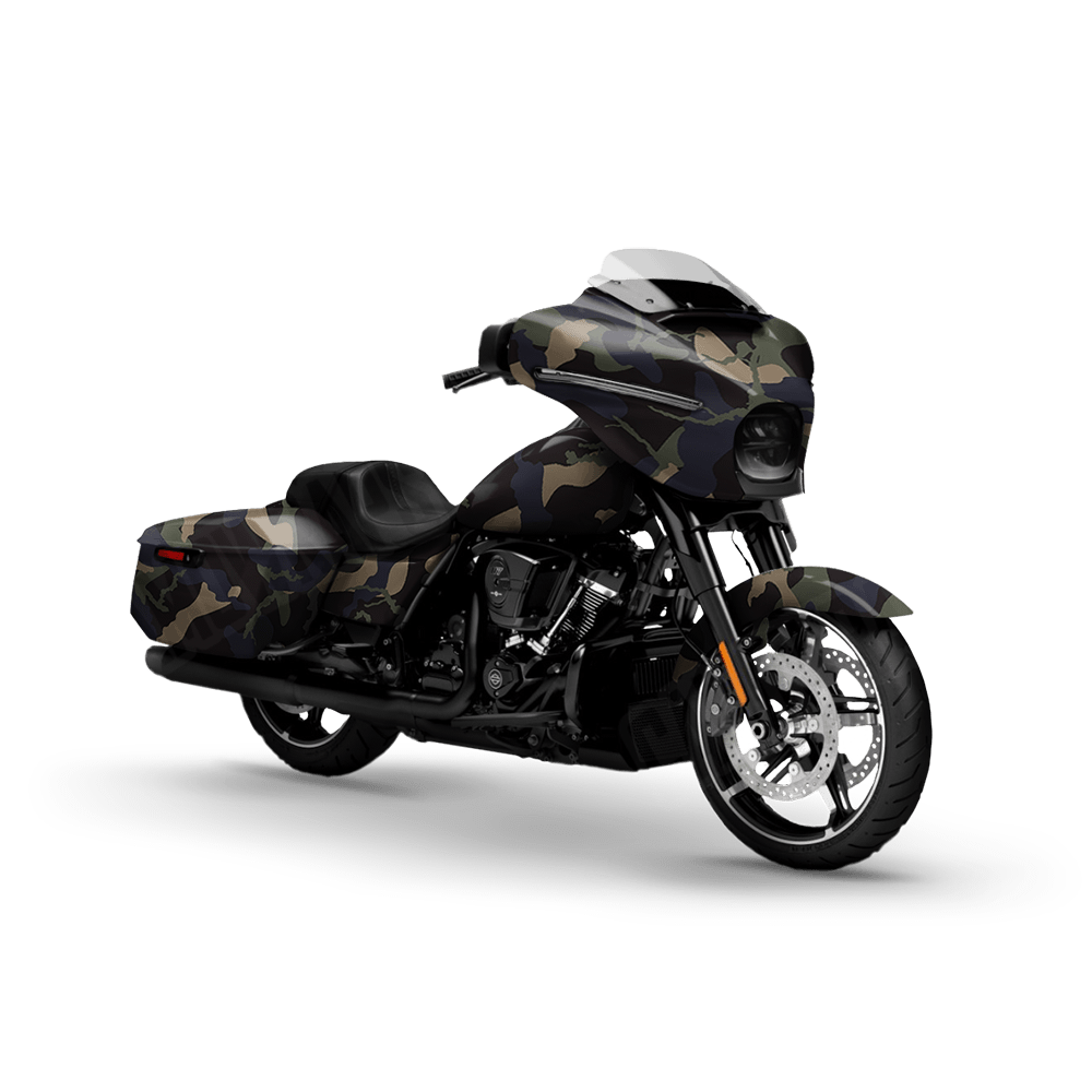 Large Ragged Militant Blue Motorcycle Camo Vinyl Wrap