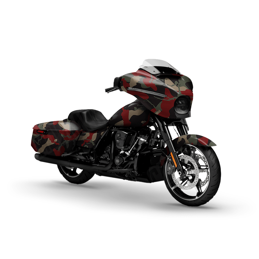 Large Ragged Militant Red Motorcycle Camo Vinyl Wrap