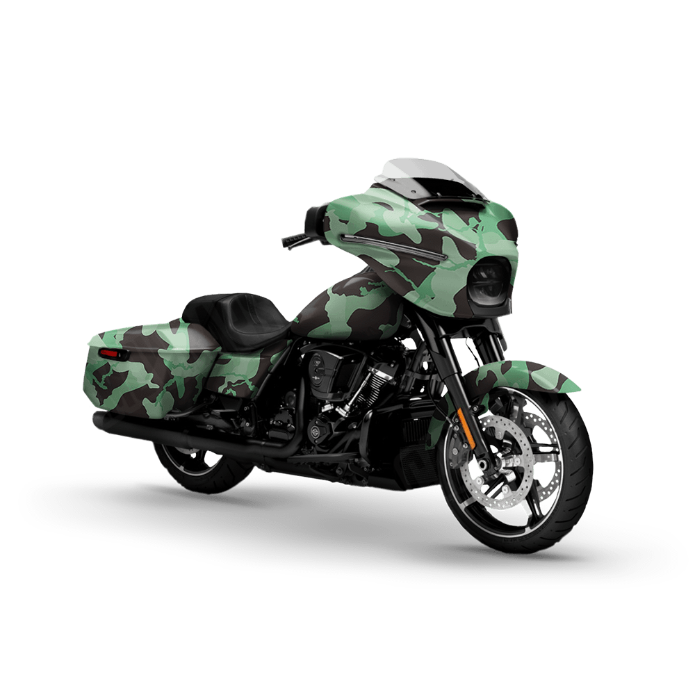 Large Ragged Mint Chocolate Chip Motorcycle Camo Vinyl Wrap