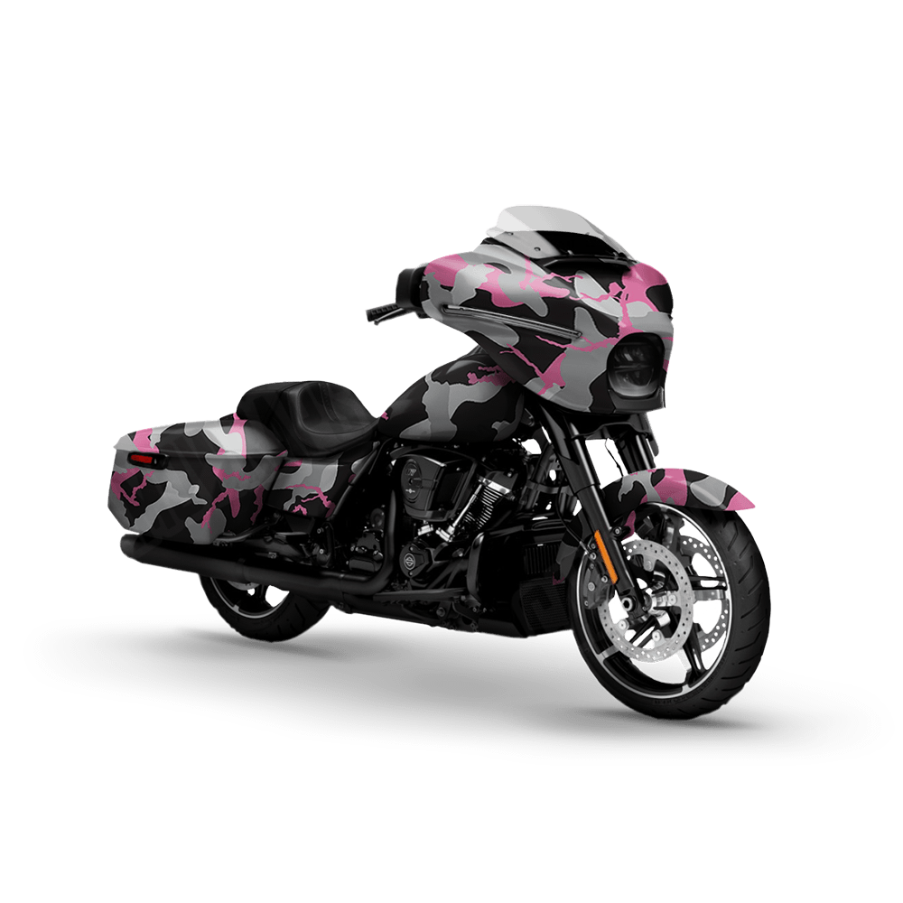Large Ragged Pink Tiger Motorcycle Camo Vinyl Wrap