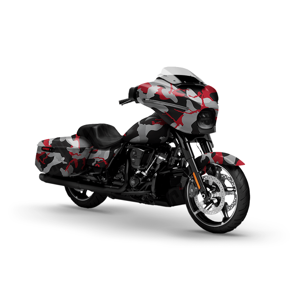 Large Ragged Red Tiger Motorcycle Camo Vinyl Wrap