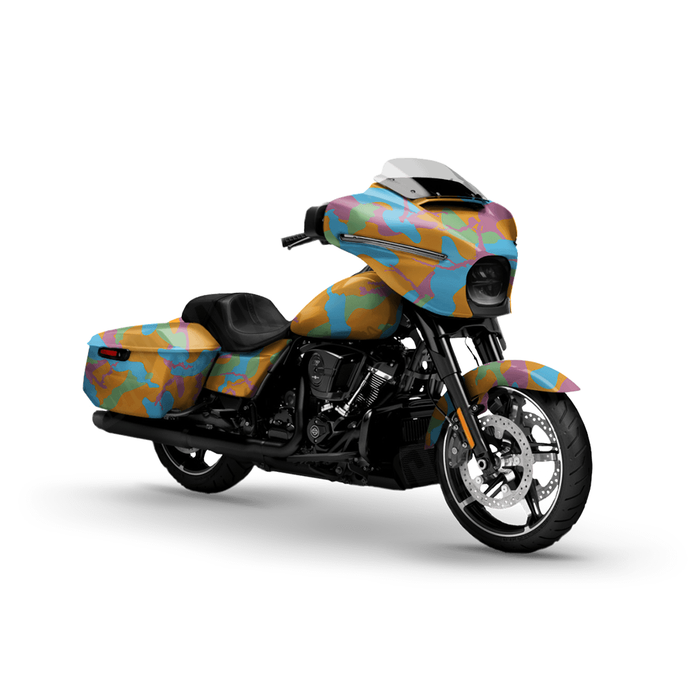 Large Ragged Sherbert Motorcycle Camo Vinyl Wrap