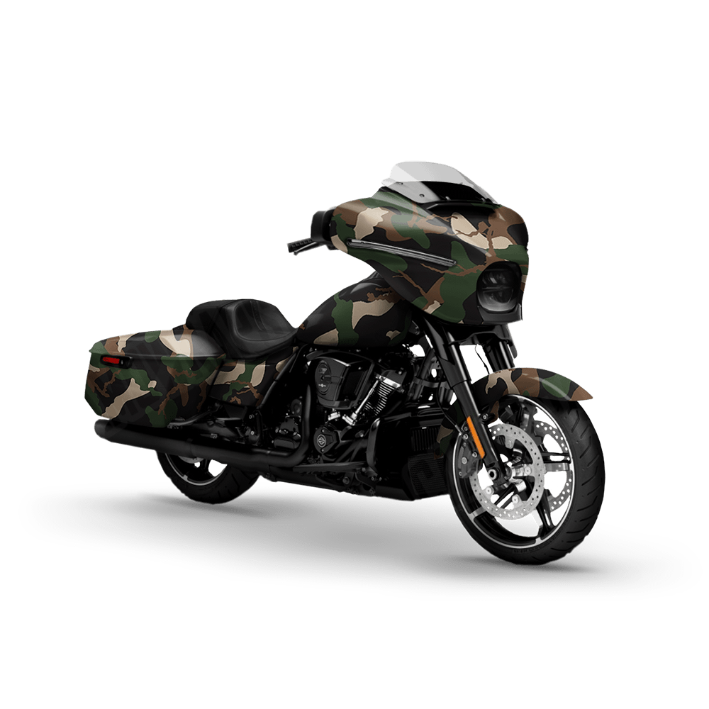 Large Ragged Woodland Motorcycle Camo Vinyl Wrap