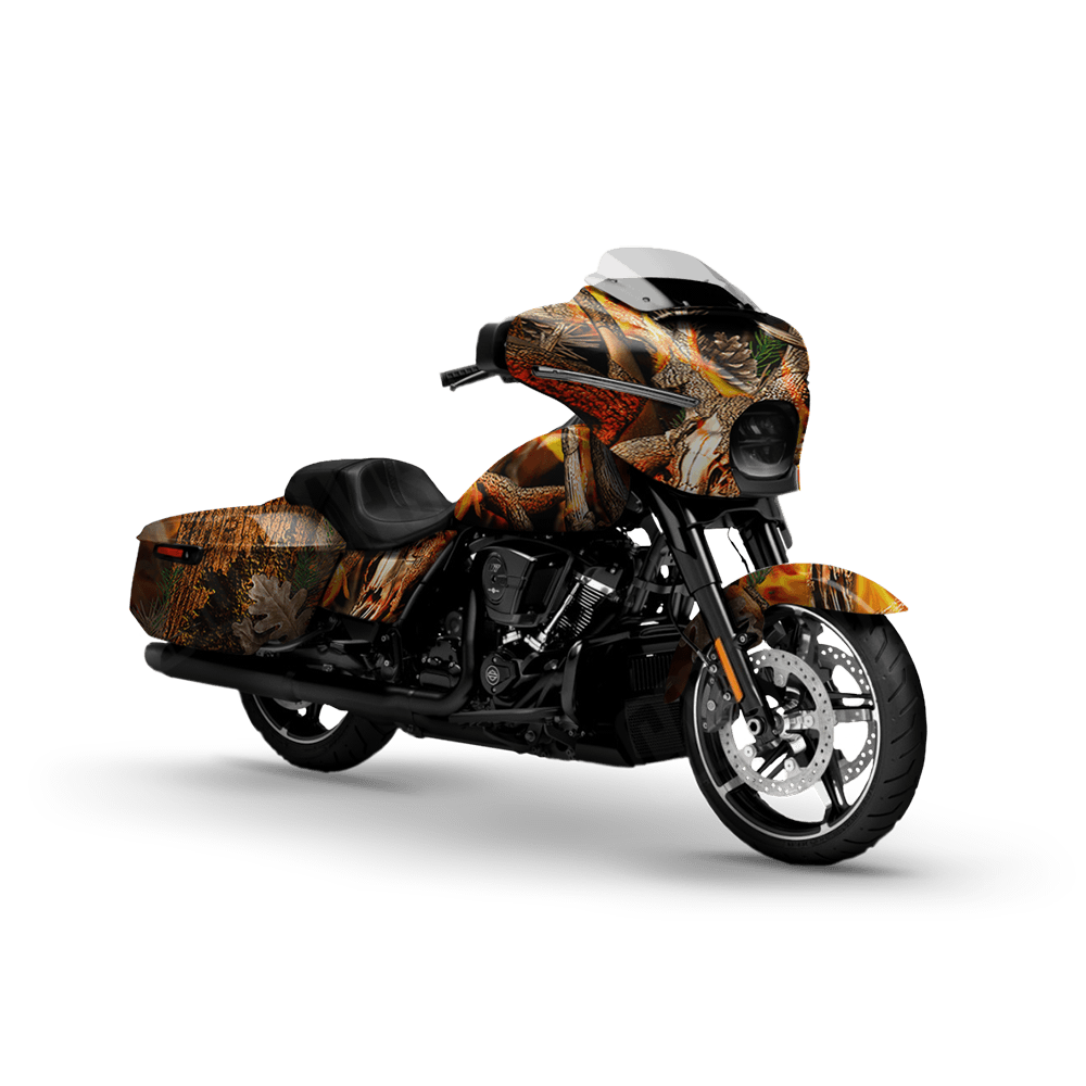 Nature Burning Buck Skull Motorcycle Camo Vinyl Wrap