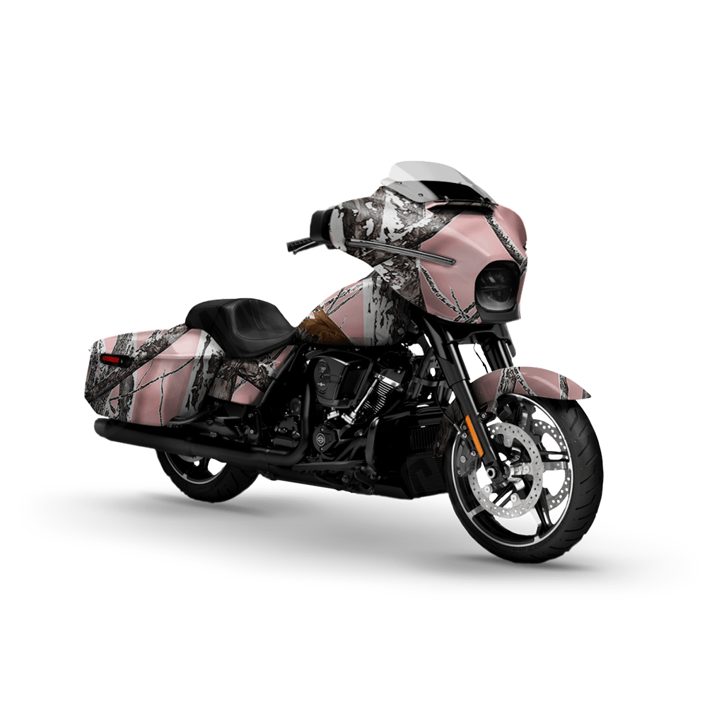 Nature Pink Snowstorm Motorcycle Camo Vinyl Wrap