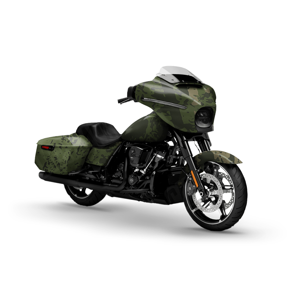 Pasted Army Green Motorcycle Camo Vinyl Wrap