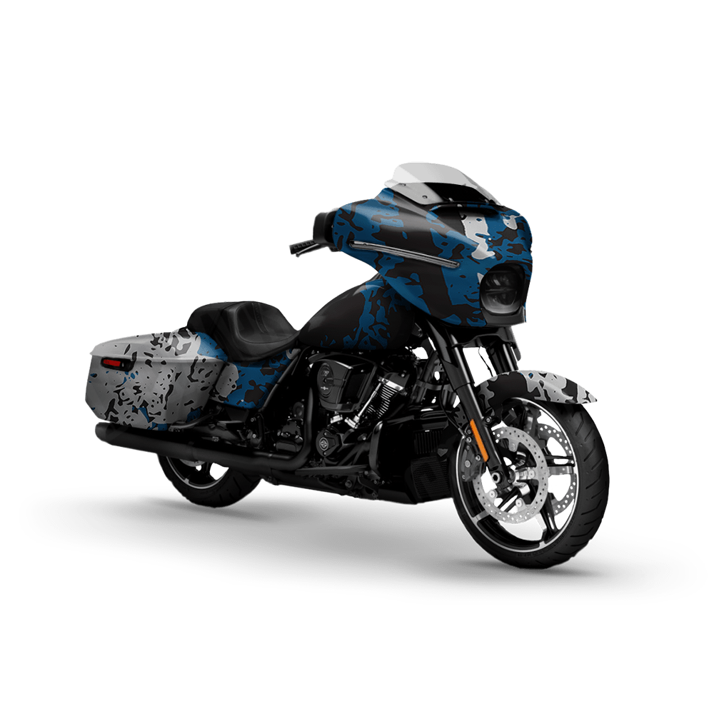 Pasted Blue Tiger Motorcycle Camo Vinyl Wrap