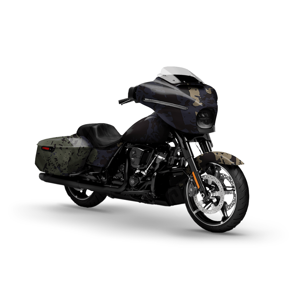 Pasted Militant Blue Motorcycle Camo Vinyl Wrap