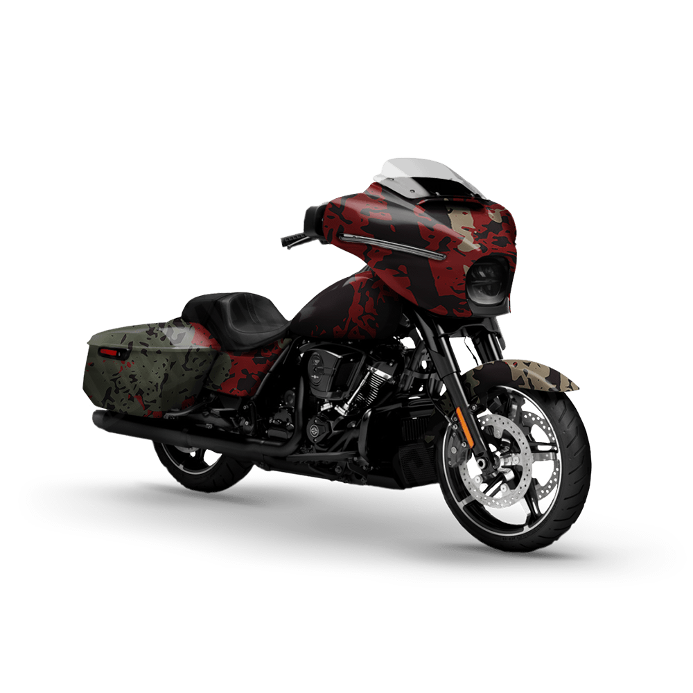 Pasted Militant Red Motorcycle Camo Vinyl Wrap