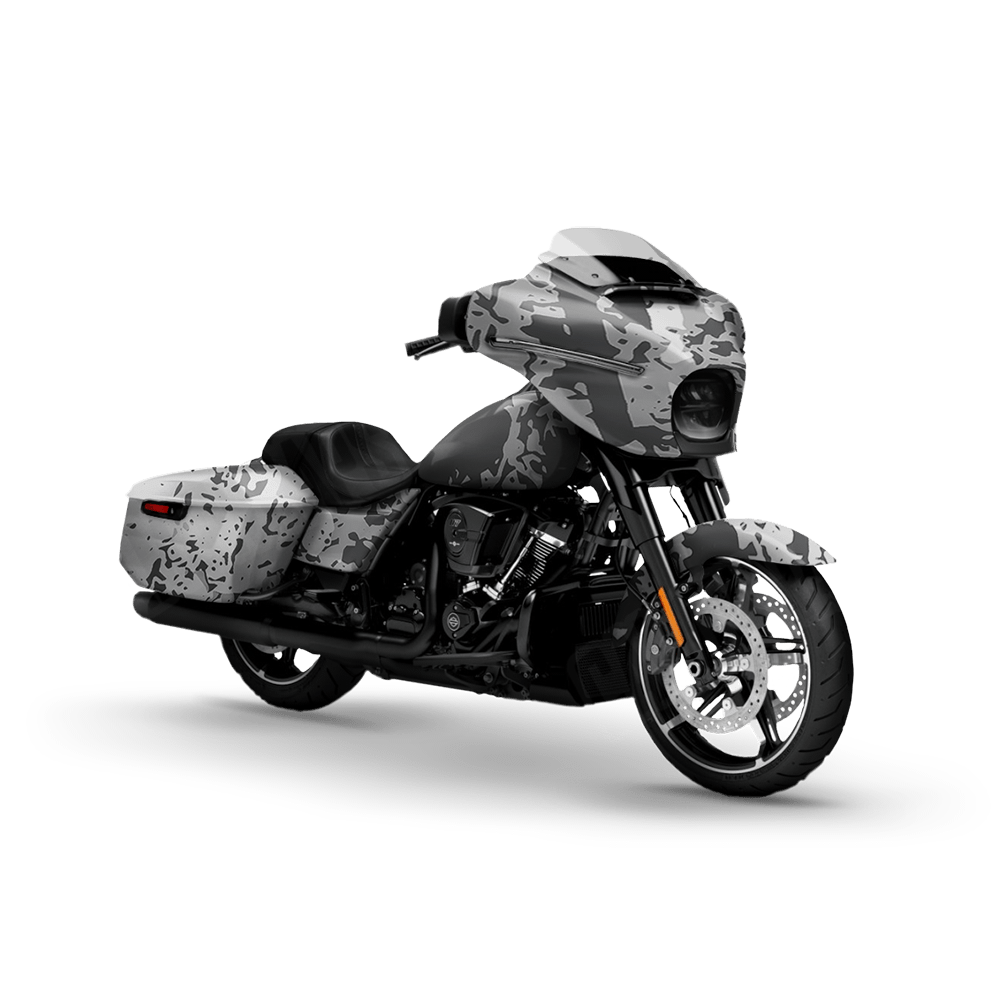 Pasted Snow Motorcycle Camo Vinyl Wrap