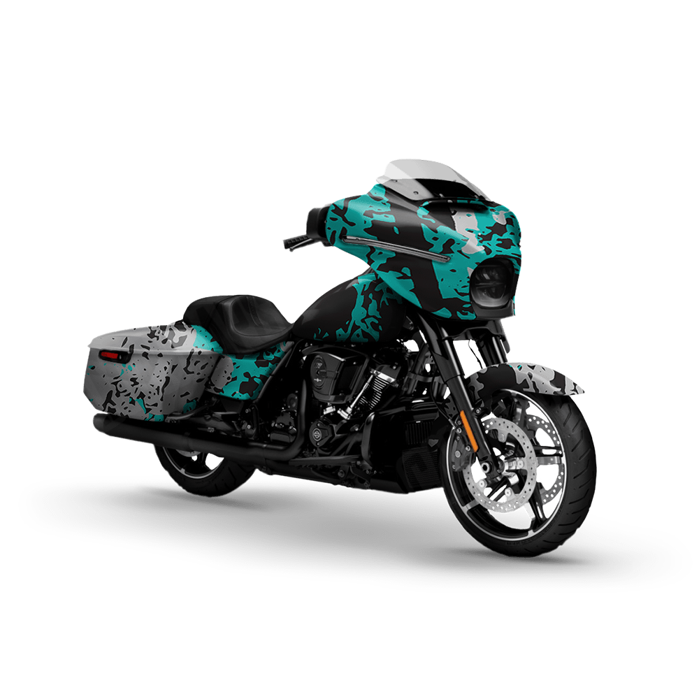 Pasted Tiffany Blue Tiger Motorcycle Camo Vinyl Wrap