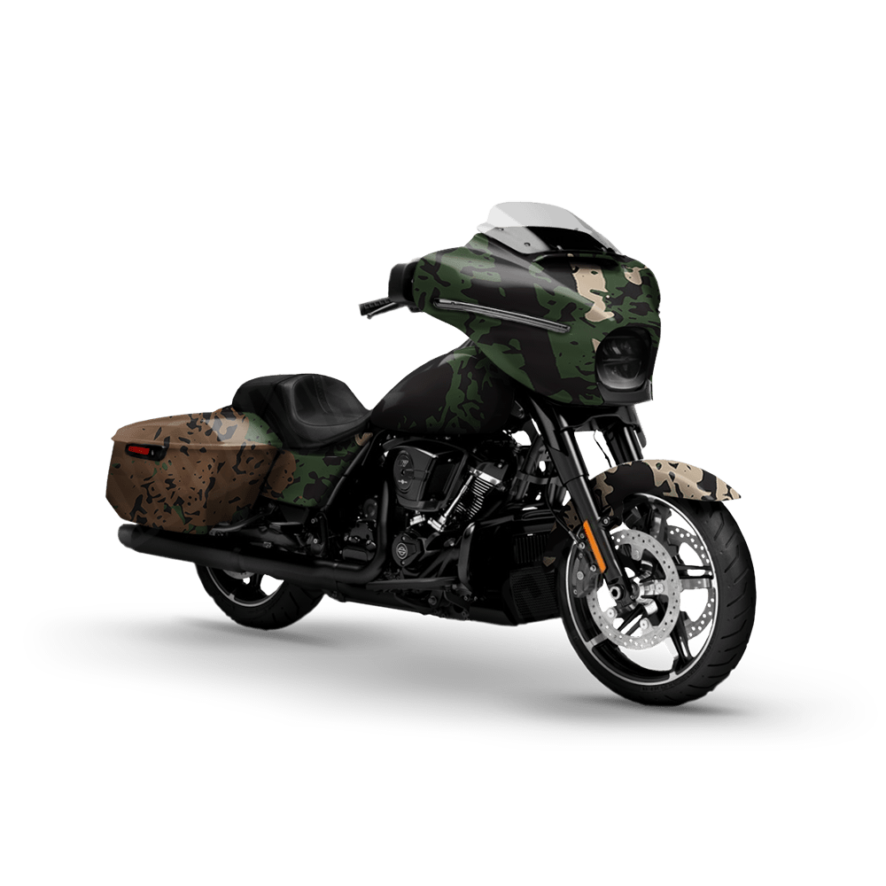 Pasted Woodland Motorcycle Camo Vinyl Wrap