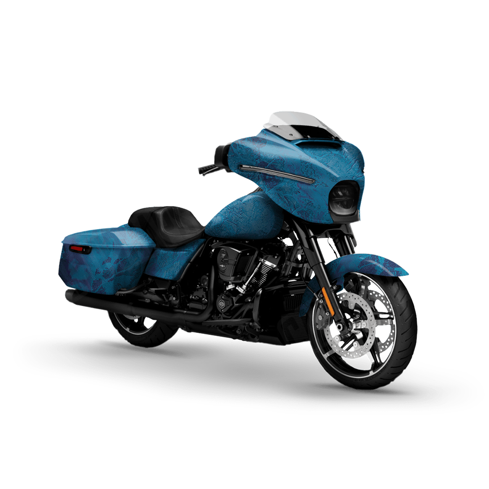 Realtree WAV3 Standard Blue Motorcycle Camo Vinyl Wrap