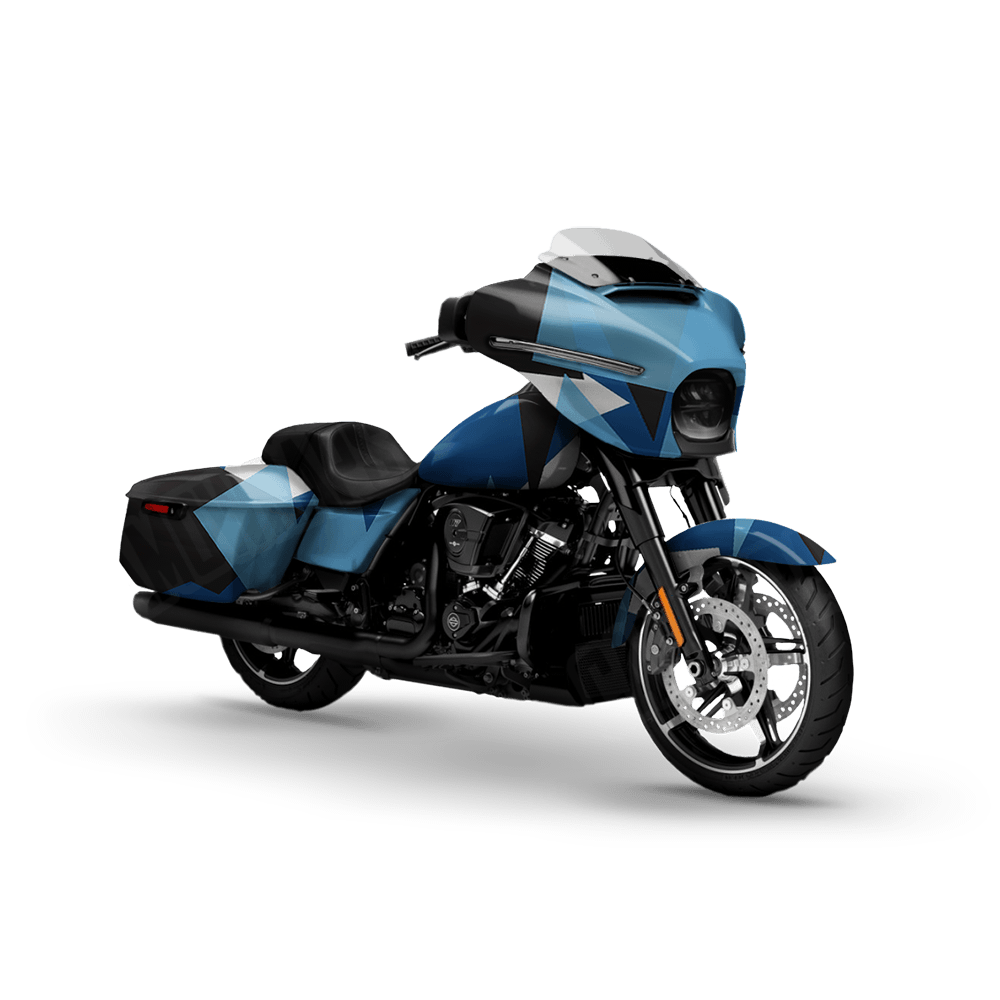 Shattered Baby Blue Motorcycle Camo Vinyl Wrap