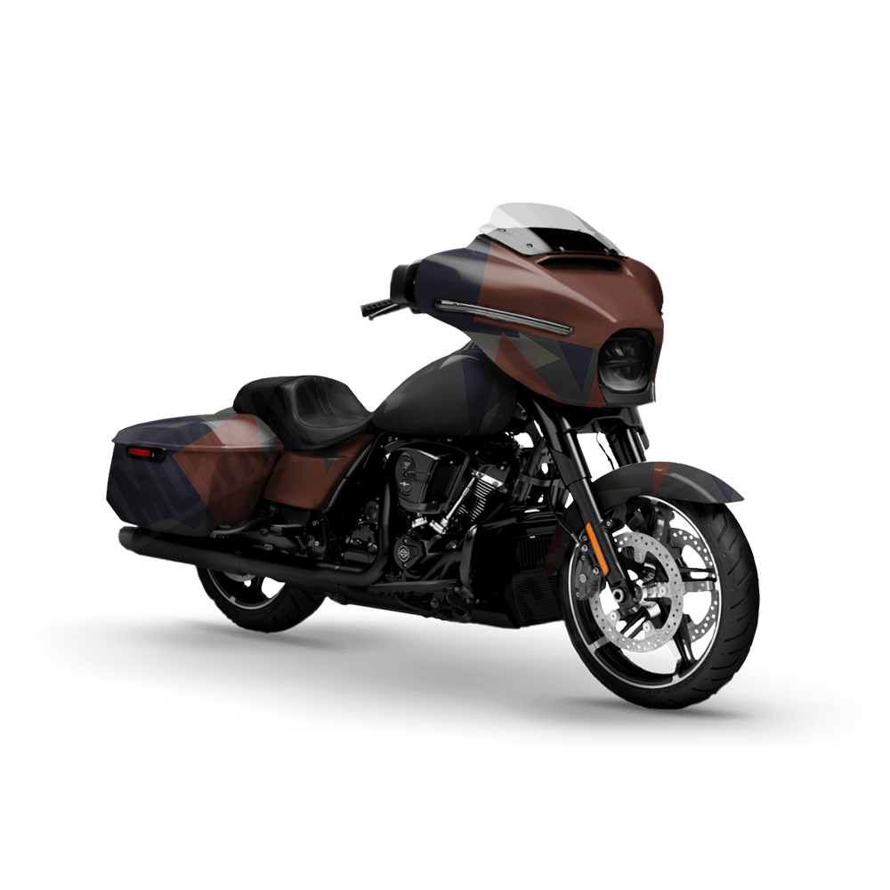 Shattered Blue Copper Motorcycle Camo Vinyl Wrap