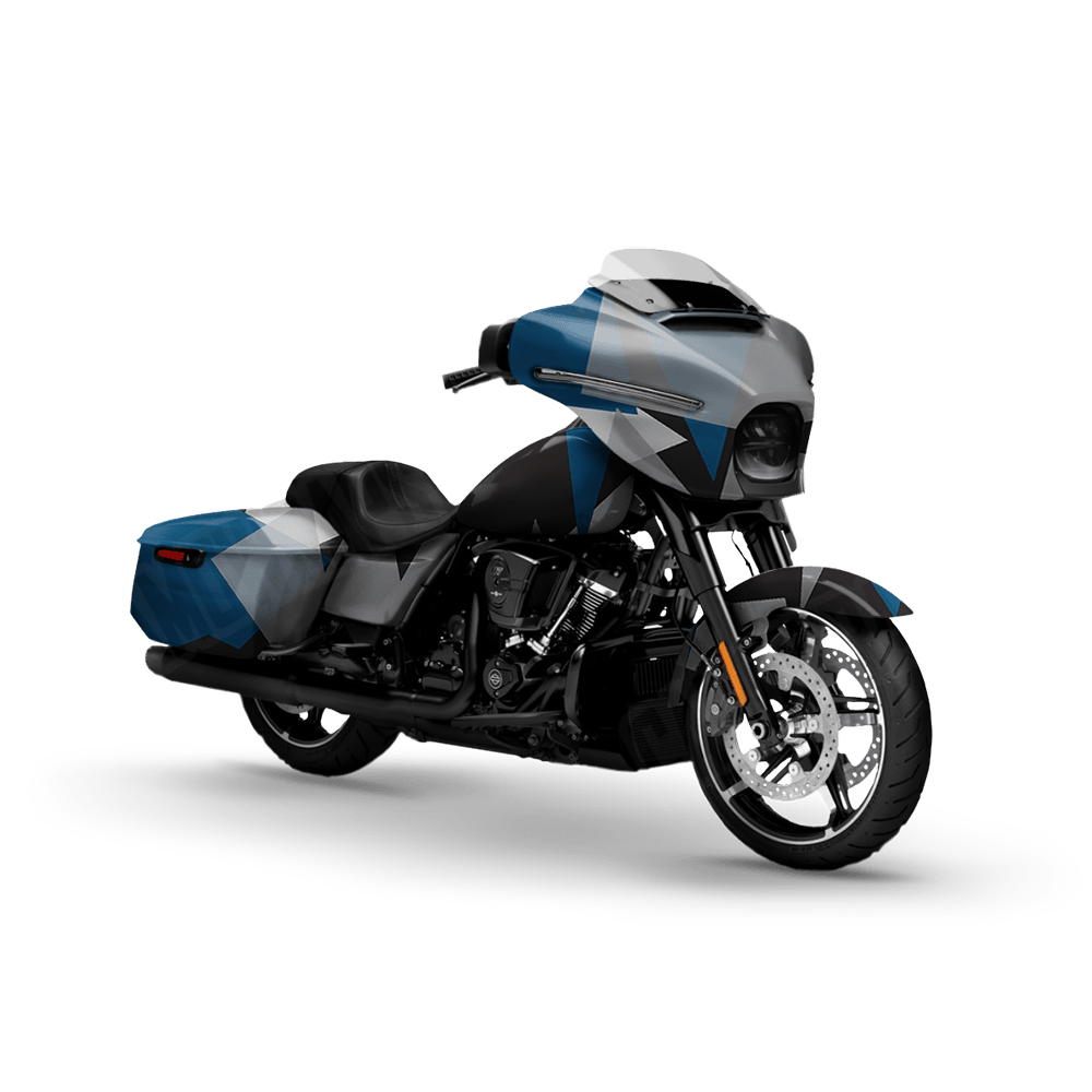 Shattered Blue Tiger Motorcycle Camo Vinyl Wrap