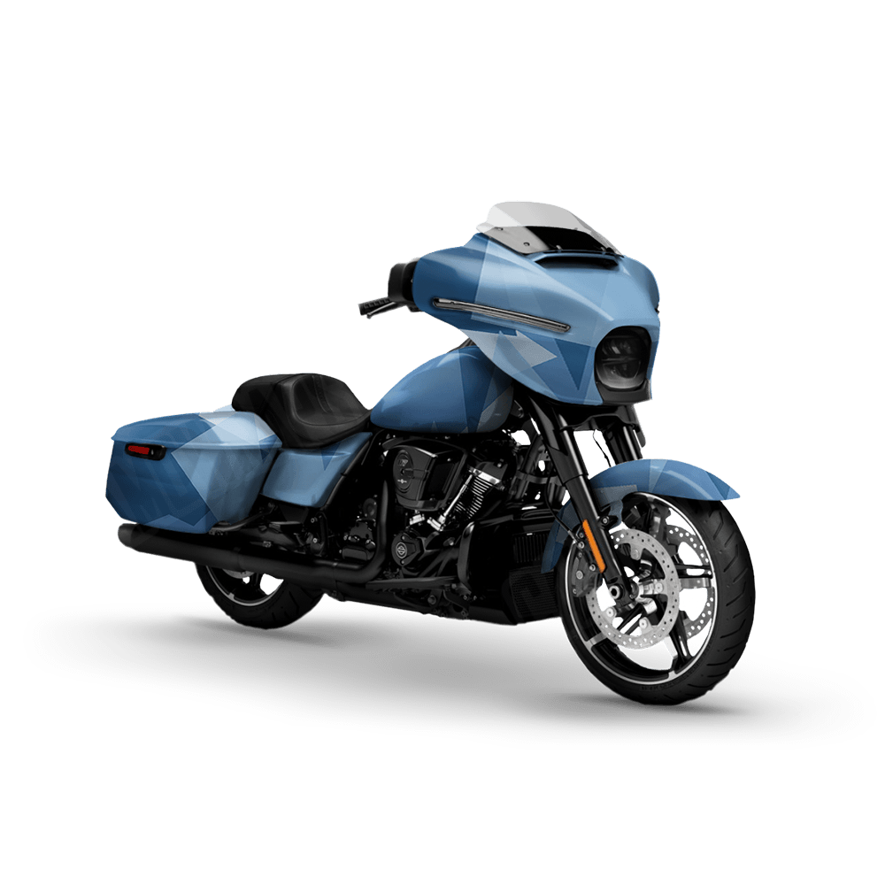 Shattered Cool Blue Motorcycle Camo Vinyl Wrap