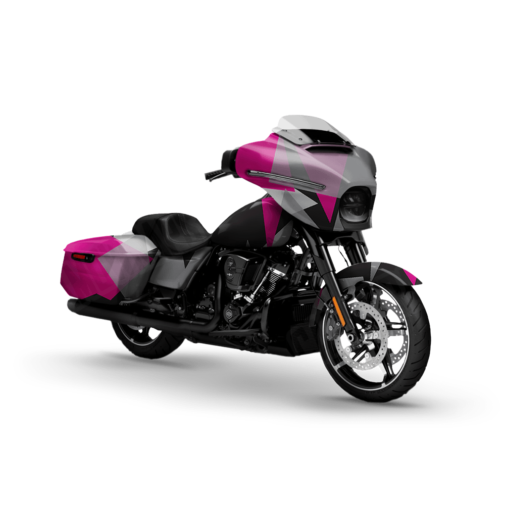 Shattered Magenta Tiger Motorcycle Camo Vinyl Wrap